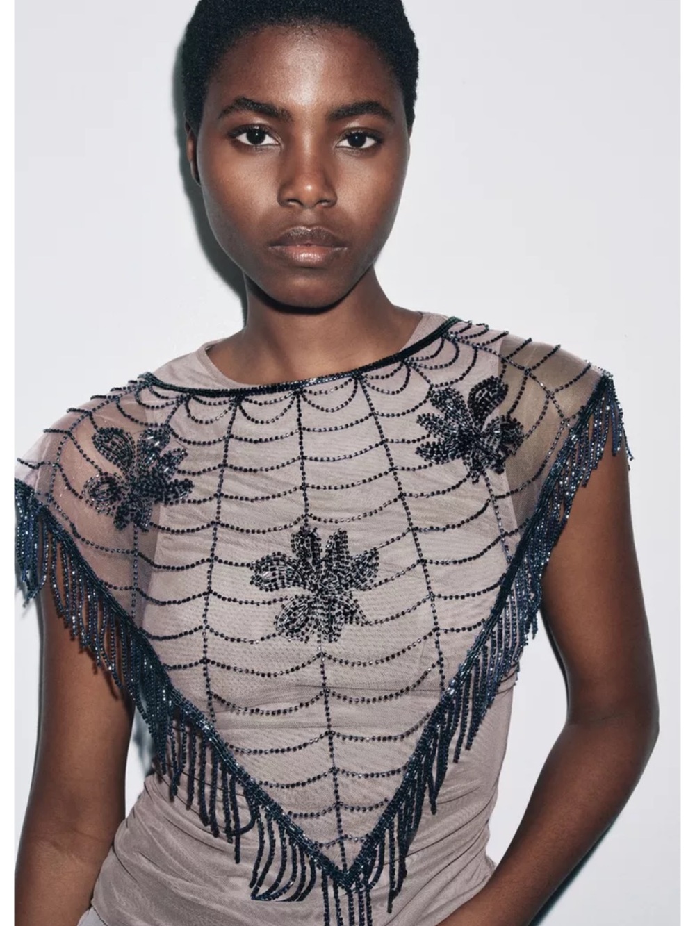 Zara cape with beaded embroidery